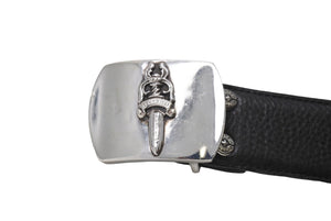 CHROME HEARTS クロムハーツ ダガーバックル 1.5 レザーベルト サイズ34 シルバ−925 レザー ブラック シルバー 美品 中古 67464