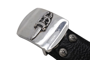 CHROME HEARTS クロムハーツ ダガーバックル 1.5 レザーベルト サイズ34 シルバ−925 レザー ブラック シルバー 美品 中古 67464
