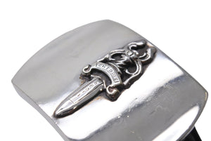 CHROME HEARTS クロムハーツ ダガーバックル 1.5 レザーベルト サイズ34 シルバ−925 レザー ブラック シルバー 美品 中古 67464