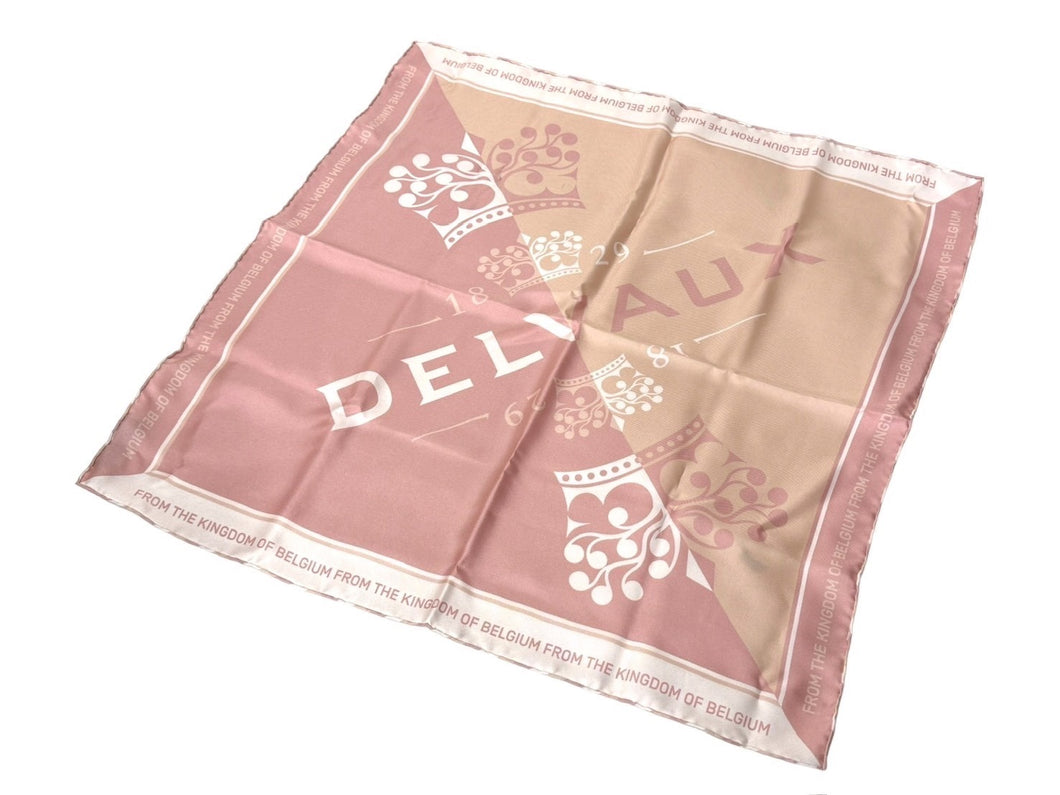 新品未使用 DELVAUX デルボー スカーフ ロイヤル ロゴ シルク ピンク 中古 67469
