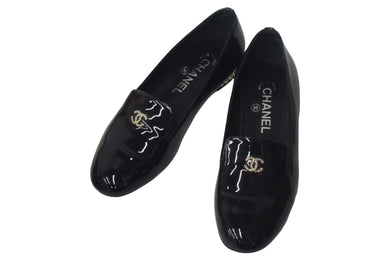 CHANEL シャネル ローファ 靴 オペラシューズ フェイクパール ココマーク G30757 パテントレザー 36C G30757 美品 中古 67480