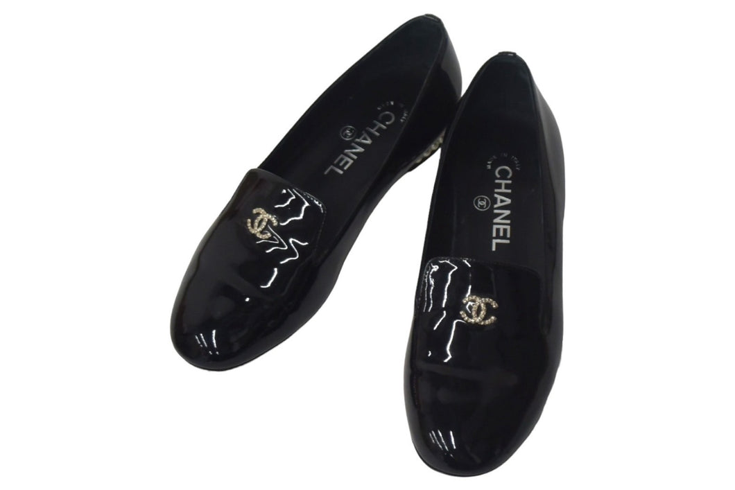 CHANEL シャネル ローファ 靴 オペラシューズ フェイクパール ココマーク G30757 パテントレザー 36C G30757 美品 中古 67480