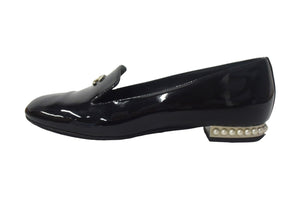 CHANEL シャネル ローファ 靴 オペラシューズ フェイクパール ココマーク G30757 パテントレザー 36C G30757 美品 中古 67480