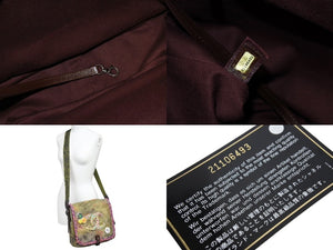 極美品 CHANEL シャネル エンブロイダリー グラフィティ ショルダーバッグ A92789 ココマーク 21番台 カーキ シルバー 中古 67504