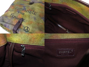 極美品 CHANEL シャネル エンブロイダリー グラフィティ ショルダーバッグ A92789 ココマーク 21番台 カーキ シルバー 中古 67504