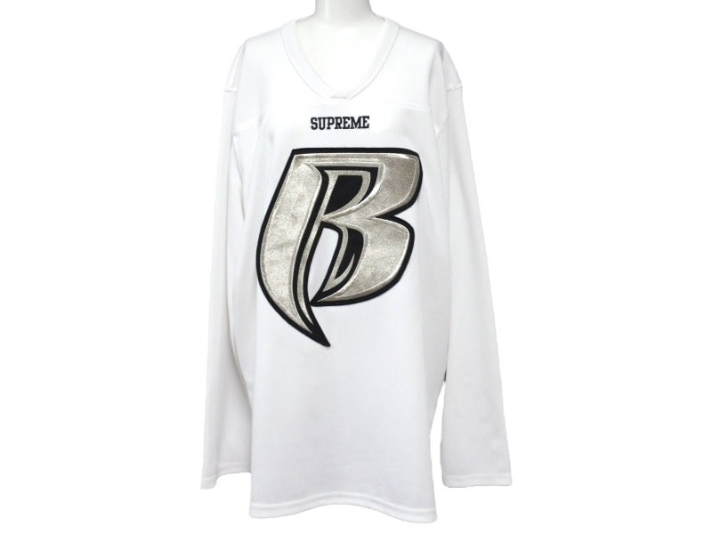 Supreme シュプリーム ラフ・ライダーズ 長袖ゲームシャツ ホッケージャージ ホワイト ポリエステル XL 美品 中古 67511 