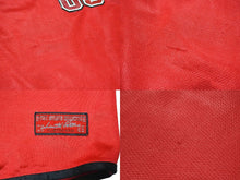 Load image into Gallery viewer, FUBU フブ ゲームシャツ LOS ANGELES アスレティックリーグ ヴィンテージ 1992 ポリエステル レッド ブラック L 美品 中古 67516