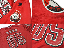 Load image into Gallery viewer, FUBU フブ ゲームシャツ LOS ANGELES アスレティックリーグ ヴィンテージ 1992 ポリエステル レッド ブラック L 美品 中古 67516