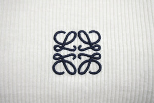 LOEWE ロエベ タンクトップ ノースリーブ 刺繍ロゴ入り S359Y23X85 サイズXS コットン ポリウレタン ホワイト ブラック 美品 中古 67521