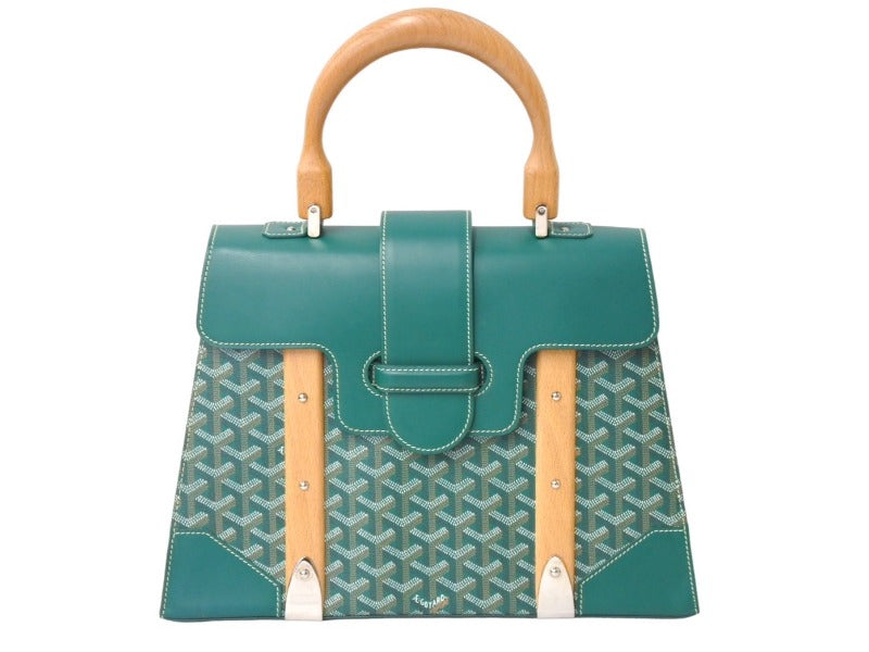 GOYARD ゴヤール ハンドバッグ サイゴンGM グリーン ゴヤールディンキャンバス シルバー金具 美品 中古 67525