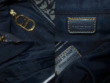 Load image into Gallery viewer, ChristianDior クリスチャンディオール トロッター ダブルサドルバッグ キャンバス レザー ネイビー ゴールド 美品 中古 67529