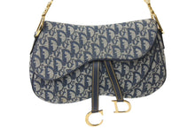 Load image into Gallery viewer, ChristianDior クリスチャンディオール トロッター ダブルサドルバッグ キャンバス レザー ネイビー ゴールド 美品 中古 67529