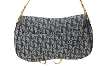 Load image into Gallery viewer, ChristianDior クリスチャンディオール トロッター ダブルサドルバッグ キャンバス レザー ネイビー ゴールド 美品 中古 67529