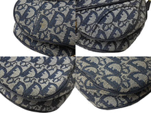Load image into Gallery viewer, ChristianDior クリスチャンディオール トロッター ダブルサドルバッグ キャンバス レザー ネイビー ゴールド 美品 中古 67529