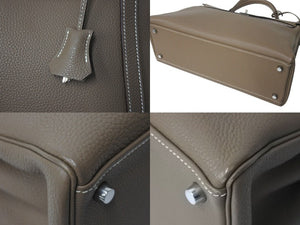 エルメス ケリー 35 2WAY ハンドバッグ 内縫 トゴ エトゥープ シルバー金具 □K刻印 美品 中古 67530