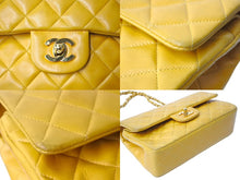 Load image into Gallery viewer, CHANEL シャネル マトラッセ23 Wフラップ Wチェーンショルダーバッグ 3番台 ラムスキン イエロー ゴールド金具 美品 中古 67540