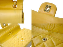 Load image into Gallery viewer, CHANEL シャネル マトラッセ23 Wフラップ Wチェーンショルダーバッグ 3番台 ラムスキン イエロー ゴールド金具 美品 中古 67540