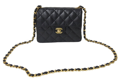 CHANEL シャネル チェーンショルダーバッグ 8番台 ミニマトラッセ ラムスキン ゴールド金具 ブラック 美品 中古 67541