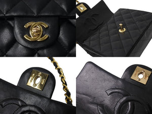 CHANEL シャネル チェーンショルダーバッグ 8番台 ミニマトラッセ ラムスキン ゴールド金具 ブラック 美品 中古 67541