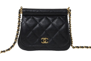 新品同様 CHANEL シャネル ココマーク バニティ チェーンショルダーバッグ ランダム番台 キャビアスキン ブラック 中古 67562