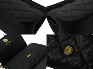 新品同様 CHANEL シャネル ココマーク バニティ チェーンショルダーバッグ ランダム番台 キャビアスキン ブラック 中古 67562
