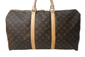 新品同様 LOUIS VUITTON ルイヴィトン キーポル50 ボストンバッグ M41426 モノグラムキャンバス ブラウン 中古 67563