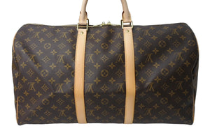 新品同様 LOUIS VUITTON ルイヴィトン キーポル50 ボストンバッグ M41426 モノグラムキャンバス ブラウン 中古 67563