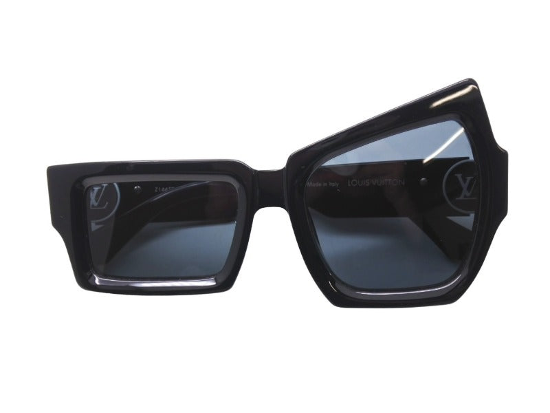 LOUIS VUITTON ルイヴィトン サングラス LVディストーテッド Z1445 モノグラム 左右非対称 ブラック 美品 中古 67585
