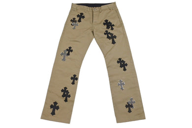 新品未使用 CHROME HEARTS クロムハーツ クロスパッチ チノ パンツ CHINOS CEM CRS PTCH パンツ ベージュ コットン サイズ30 中古 67597