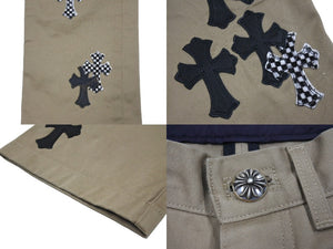 新品未使用 CHROME HEARTS クロムハーツ クロスパッチ チノ パンツ CHINOS CEM CRS PTCH パンツ ベージュ コットン サイズ30 中古 67597
