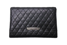 Load image into Gallery viewer, CHROME HEARTS クロムハーツ 三つ折りウェーブウォレット クロスボールボタン キルティング ブラック シルバー925 美品 中古 67601