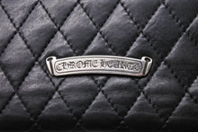 Load image into Gallery viewer, CHROME HEARTS クロムハーツ 三つ折りウェーブウォレット クロスボールボタン キルティング ブラック シルバー925 美品 中古 67601