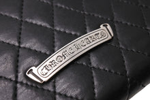 Load image into Gallery viewer, CHROME HEARTS クロムハーツ 三つ折りウェーブウォレット クロスボールボタン キルティング ブラック シルバー925 美品 中古 67601