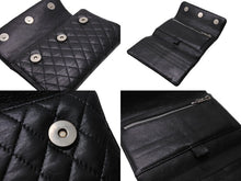 Load image into Gallery viewer, CHROME HEARTS クロムハーツ 三つ折りウェーブウォレット クロスボールボタン キルティング ブラック シルバー925 美品 中古 67601