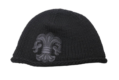 CHROME HEARTS クロムハーツ ビーニー ニットキャップ フレアボタン フレアパッチ カシミヤ ブラック 美品 中古 67602