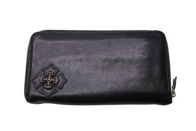 CHROME HEARTS クロムハーツ 長財布 フィリグリープラス ダガー ラウンドジップ レザー ブラック シルバー925 美品 中古 67605