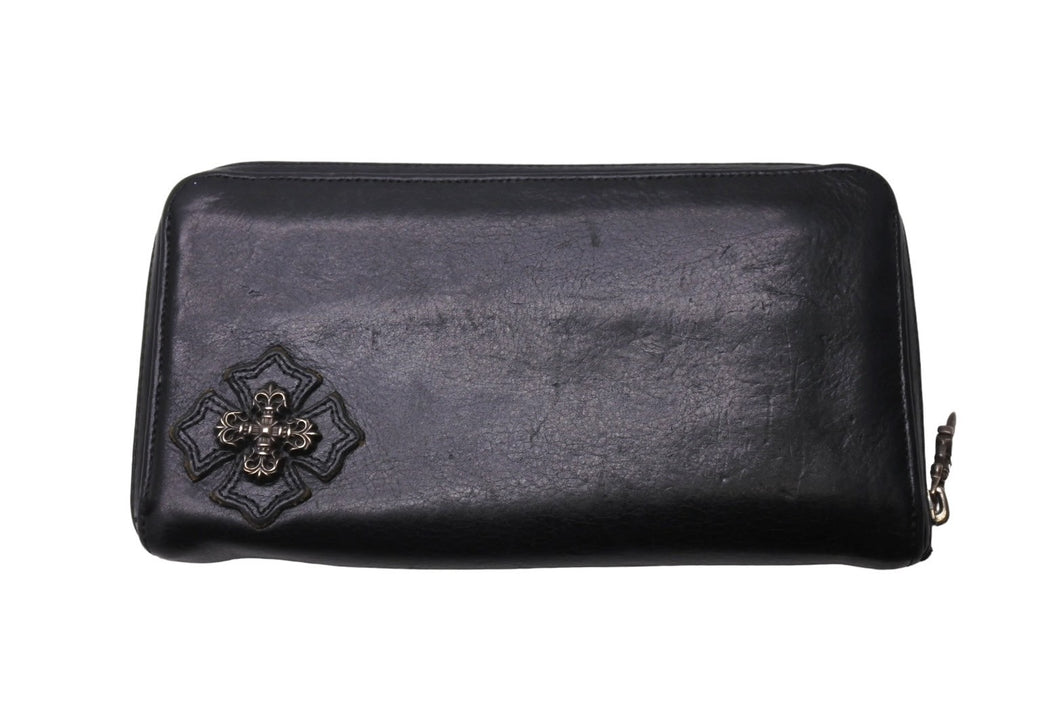 CHROME HEARTS クロムハーツ 長財布 フィリグリープラス ダガー ラウンドジップ レザー ブラック シルバー925 美品 中古 67605