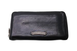 CHROME HEARTS クロムハーツ 長財布 フィリグリープラス ダガー ラウンドジップ レザー ブラック シルバー925 美品 中古 67605