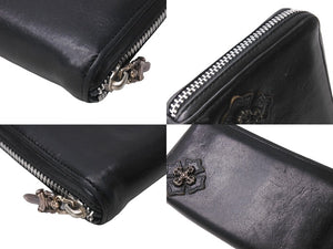 CHROME HEARTS クロムハーツ 長財布 フィリグリープラス ダガー ラウンドジップ レザー ブラック シルバー925 美品 中古 67605