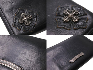 CHROME HEARTS クロムハーツ 長財布 フィリグリープラス ダガー ラウンドジップ レザー ブラック シルバー925 美品 中古 67605