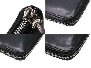 CHROME HEARTS クロムハーツ 長財布 フィリグリープラス ダガー ラウンドジップ レザー ブラック シルバー925 美品 中古 67605