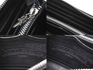CHROME HEARTS クロムハーツ 長財布 フィリグリープラス ダガー ラウンドジップ レザー ブラック シルバー925 美品 中古 67605