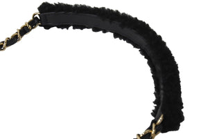 極美品 CHANEL シャネル チェーンショルダーバッグ ムートン AS2754 2021AW ボーダー ホワイト ブラック ゴールド金具 中古 67633