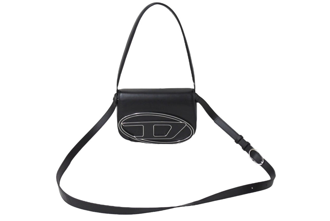 DIESEL ディーゼル ショルダーバッグ 1dr レザークロスボディバッグ X08396PR818 ブラック シルバー金具 美品 中古 67637