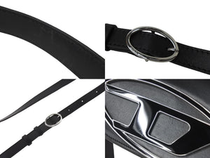 DIESEL ディーゼル ショルダーバッグ 1dr レザークロスボディバッグ X08396PR818 ブラック シルバー金具 美品 中古 67637