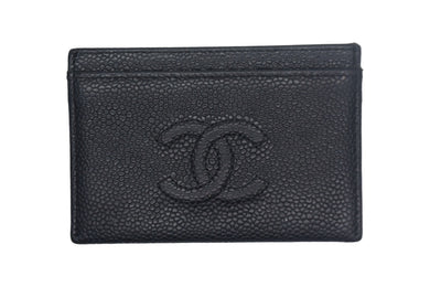 CHANEL シャネル カードケース 15番台 48655 タイムレスクラシックライン ココマーク キャビアスキン ブラック 美品 中古 67648