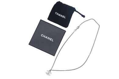 極美品 CHANEL シャネル ネックレス ココマーク シルバー メタル ラインストーン B10V刻印 重量5.8g 全長42.5cm 中古 67651