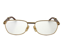 Load image into Gallery viewer, 極美品 CARTIER カルティエ メガネ アイウェア 140b サイズ58□18 ウッドテンプル ゴールド シルバー ブラウン 度入り 中古 67653