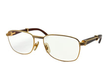 Load image into Gallery viewer, 極美品 CARTIER カルティエ メガネ アイウェア 140b サイズ58□18 ウッドテンプル ゴールド シルバー ブラウン 度入り 中古 67653