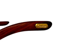 Load image into Gallery viewer, 極美品 CARTIER カルティエ メガネ アイウェア 140b サイズ58□18 ウッドテンプル ゴールド シルバー ブラウン 度入り 中古 67653